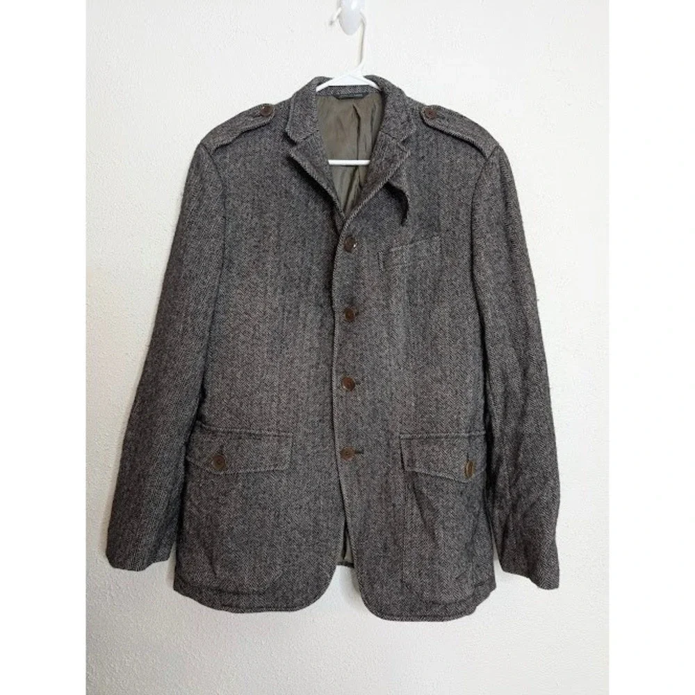 Banana Republic Blazer Mens 40RS Tailored‎ Fit Wool Military Epaulette Jacket